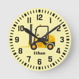 Horloge Ronde Nom personnalisé cool Forklift