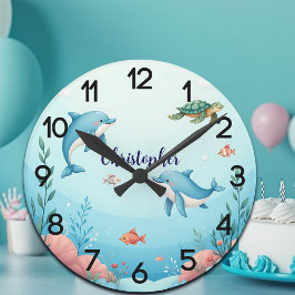Horloge Ronde Nom personnalisé sous la pépinière marine