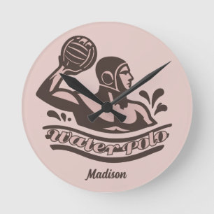 Horloge Ronde Nom personnalisé Water Polo