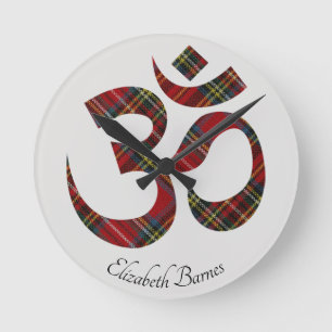 Horloge Ronde Nom, Symbole Tartan Plaid Om 8 po