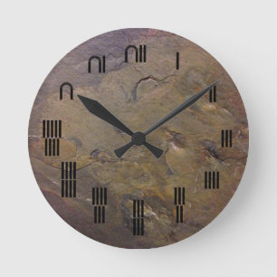 Horloge Ronde Nombres égyptiens Ardoise-Antiques