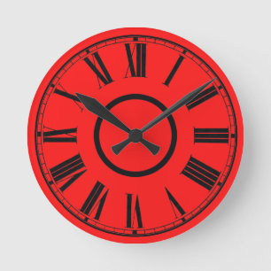 Horloge Ronde Nombres romains d'effet patiné rouge d'horloge