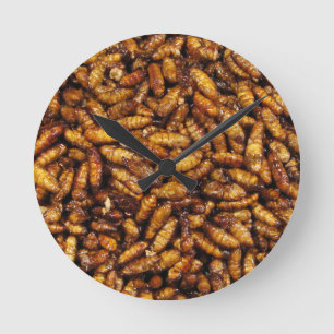Horloge Ronde Nourriture thaïlandaise frite de rue de vers à