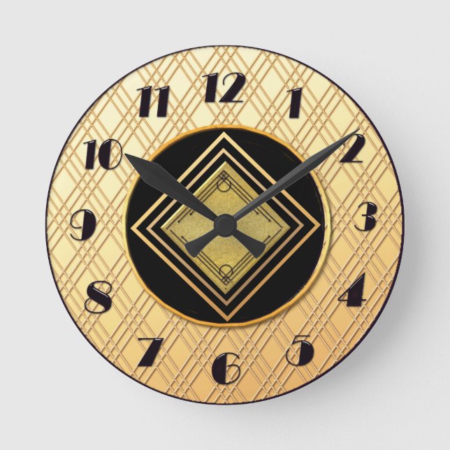Horloge Ronde Nouveau style Gold et Black Art Déco (Recto)