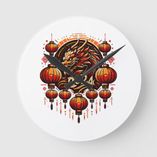 Horloge Ronde nouvel an chinois 2024