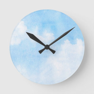 Horloge Ronde Nuages d'aquarelle et arrière - plan de ciel