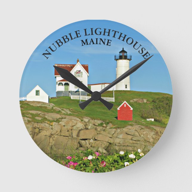 Horloge Ronde Nubble Lighthouse, Cape Neddick Maine Round Clock (Recto)