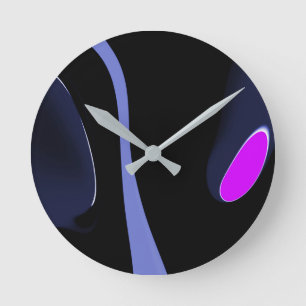 Horloge Ronde Nuit de la Comète : Bleu Abstrait, Violet & Noir