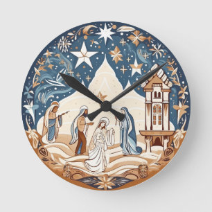 Horloge Ronde Nuit Sainte - Scène de Nativité
