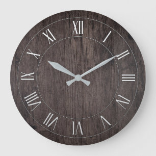 Horloge ronde numérique romaine en bois