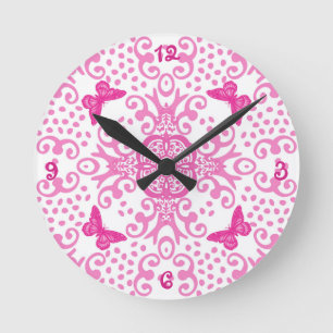 Horloge Ronde Numéro de Pink