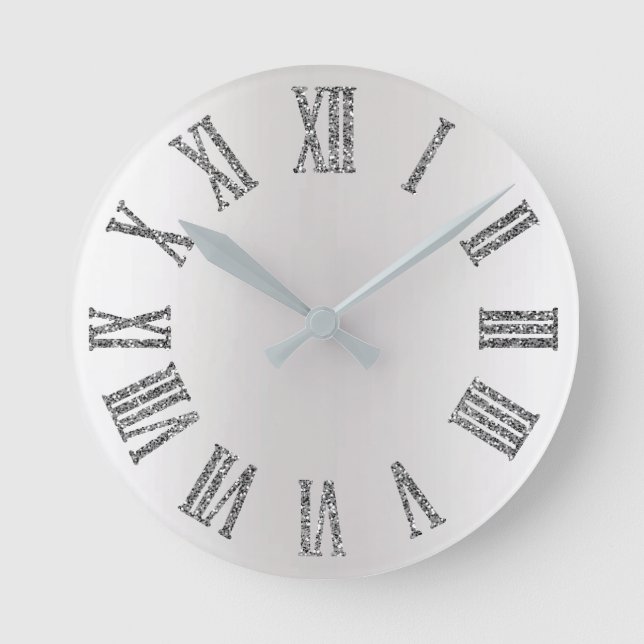 Horloge Ronde Numéro de roman monochromatique Gray Silver (Recto)