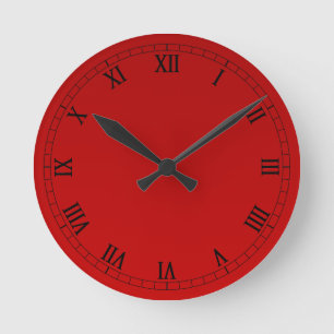 Horloge Ronde Numéros Romains Classiques Sur Dégradé Rouge