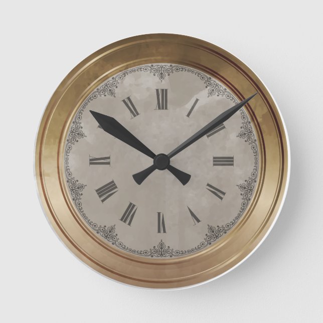 Horloge Ronde Numéros romains en marbre de laiton (Recto)