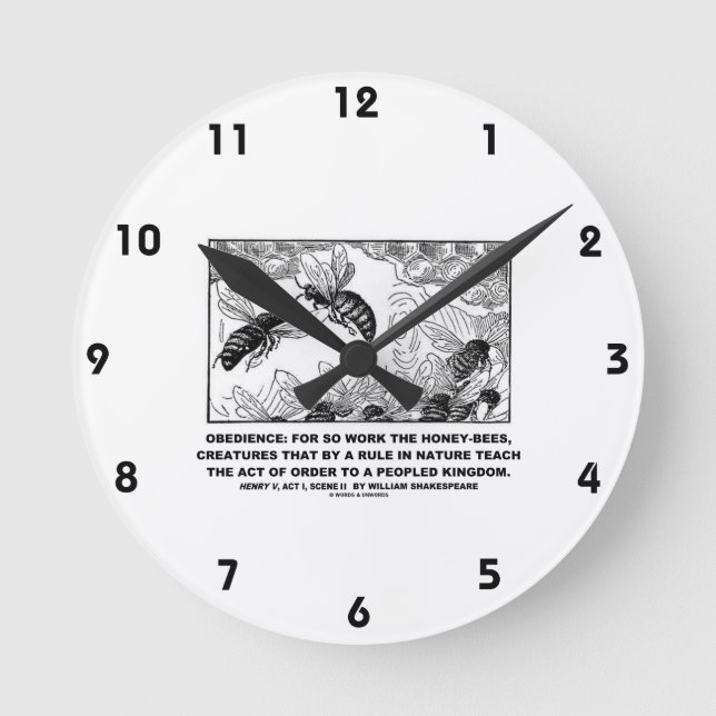 Horloge Ronde Obedience Travail Miel Abeilles Henry V Shakespear (Recto)
