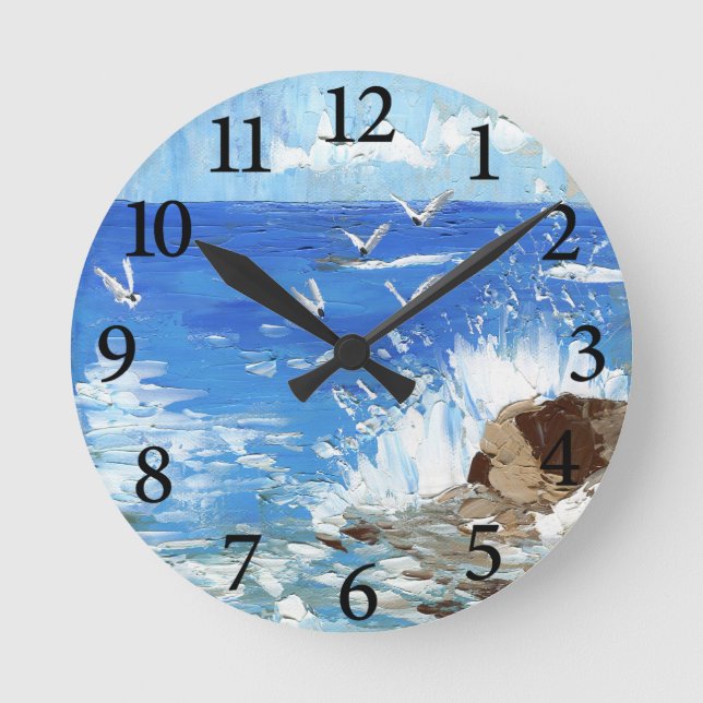 Horloge Ronde Océan Waves Paysage de la mer (Recto)