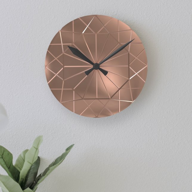 Horloge ronde octogonale couleur Faux Cuivre (This faux copper clock has a metallic effect that adds a unique touch to any room in your home.)