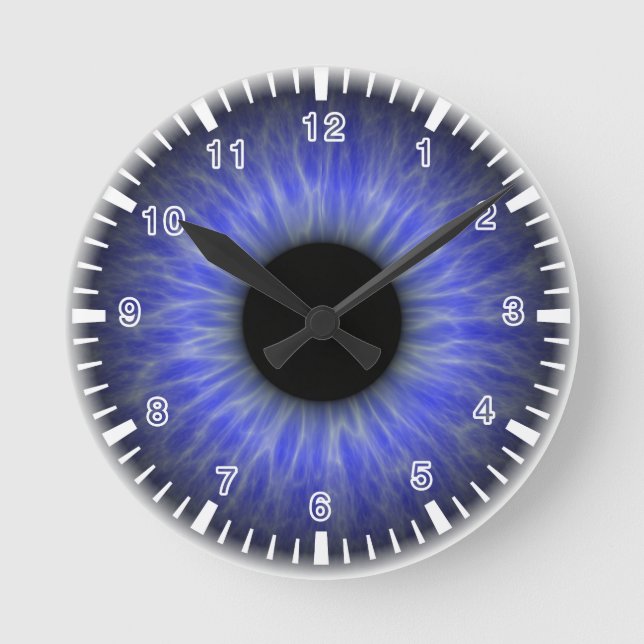 Horloge Ronde oeil bleu abstrait (Recto)
