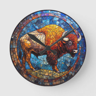 Horloge Ronde Œuvre d'art en verre coloré de Buffalo