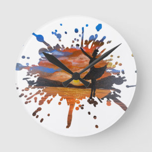 Horloge Ronde Œuvre d'art faite main / Danse avec sunso