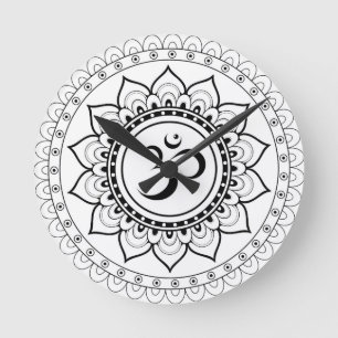 Horloge Ronde Ohm Mandala Om Mandala Blanc & Noir