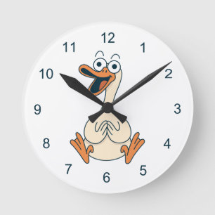Horloge Ronde Oie Ridicule, Excentrique, Oie de Dessin Animé Drô