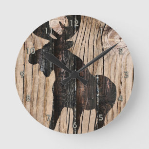 Horloge Ronde Oie sur l'horloge du bois naturel