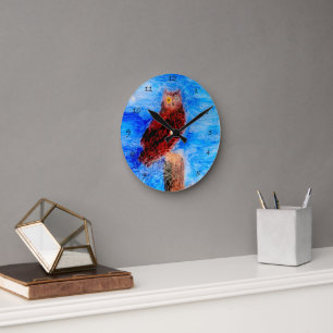 Horloge Ronde Oiseau à Chouette Brown de nuit