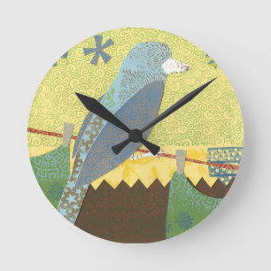 Horloge Ronde Oiseau coloré sur fil