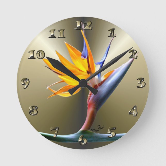 Horloge Ronde Oiseau de la Fleur du Paradis (Recto)