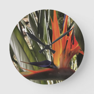 Horloge Ronde Oiseau du Paradis Strelitzia Reginae Acrylique Pai