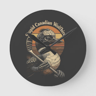 Horloge Ronde Oiseau loup canadien stupide