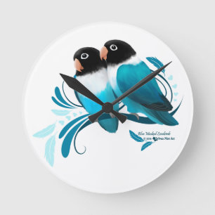 Horloge Ronde Oiseaux bleus masqués