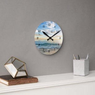 Horloge Ronde Oiseaux en vol au-dessus de l'océan
