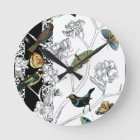 Oiseaux et papillon sur un arrière - plan noir et
