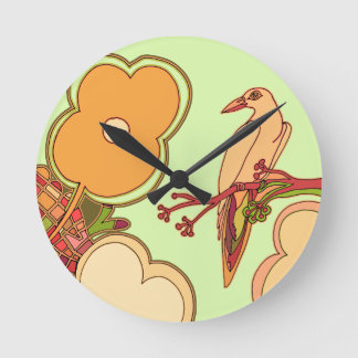 Horloge Ronde Oiseaux lunaires