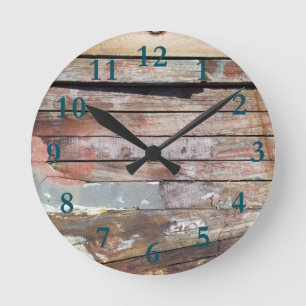 Horloge Ronde Old wood rustic boat wooden planks