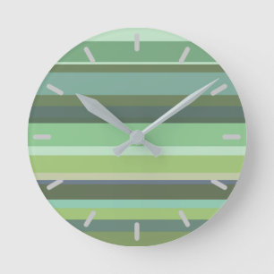 Horloge Ronde Olive green horizontal stripes