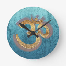 OM blue brass gold damask Asia Yoga Spiritualität
