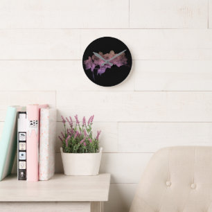 Horloge Ronde Ombre d'orchidée Ipanema sur fond sombre