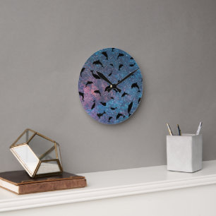 Horloge Ronde Ombre requin poisson sur la galaxie d'espace dégra