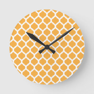 Horloge Ronde Orange Moroccan Pattern Wall Clocks