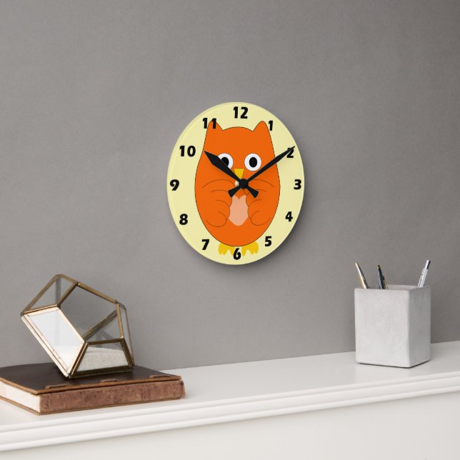 Horloge Ronde Orange Owl Design (Bureau)
