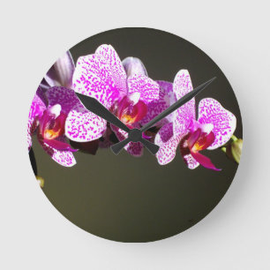 Horloge Ronde Orchidées roses