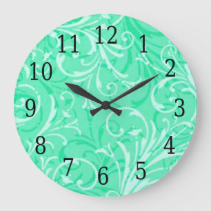 Horloge ronde ornementale verte à la menthe
