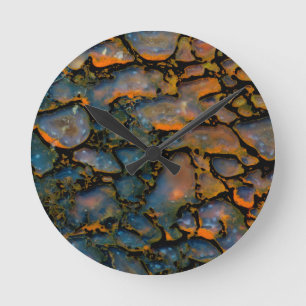 Horloge Ronde Os de dinosaure d'Orange Petrifié
