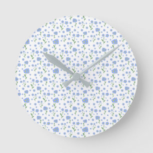 Horloge Ronde Oubliez-moi-non, motif sans fleur
