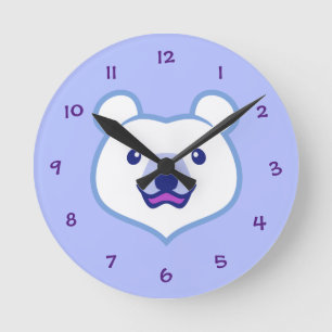 Horloge Ronde Ours blanc de bande dessinée d'amoureux des