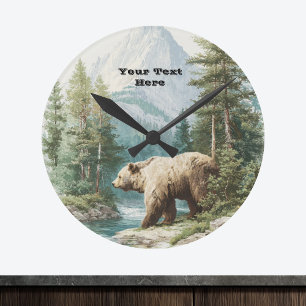 Horloge Ronde Ours Brun