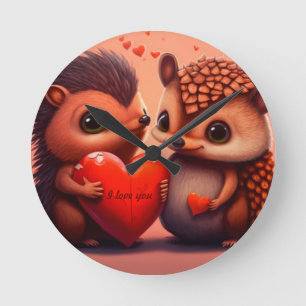 Horloge Ronde Ours de la Saint-Valentin dessin animé personnalis